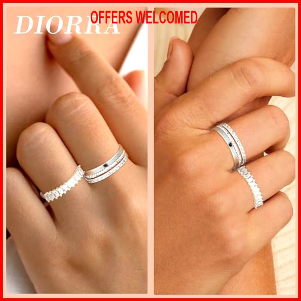 Sterling Silver Stackable Rings Set, Cubic Zircon… - image 3